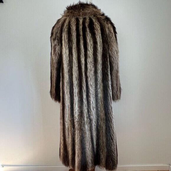 Vintage Handmade Raccoon Fur Full Length Jacket Overcoat Women’s Small Brown - Picture 6 of 16